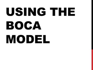 USING THE
BOCA
MODEL
 