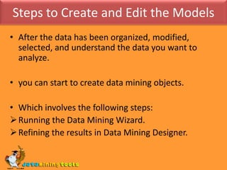 Exploring DataPart of any data mining project is learning about and understanding the nature of your data. By leveraging controls from Office Web Components (OWC), the DSV Designer provides the functionality to explore your data in four different views. By right-clicking a DSV table and selecting Explore Data, you can view your data as a table, PivotTable, simple charts, and a PivotChart.