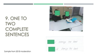 9. ONE TO
TWO
COMPLETE
SENTENCES
Sample from 2018 moderation
 