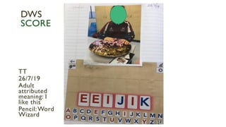 TT
26/7/19
Adult
attributed
meaning: I
like this
Pencil:Word
Wizard
DWS
SCORE
 