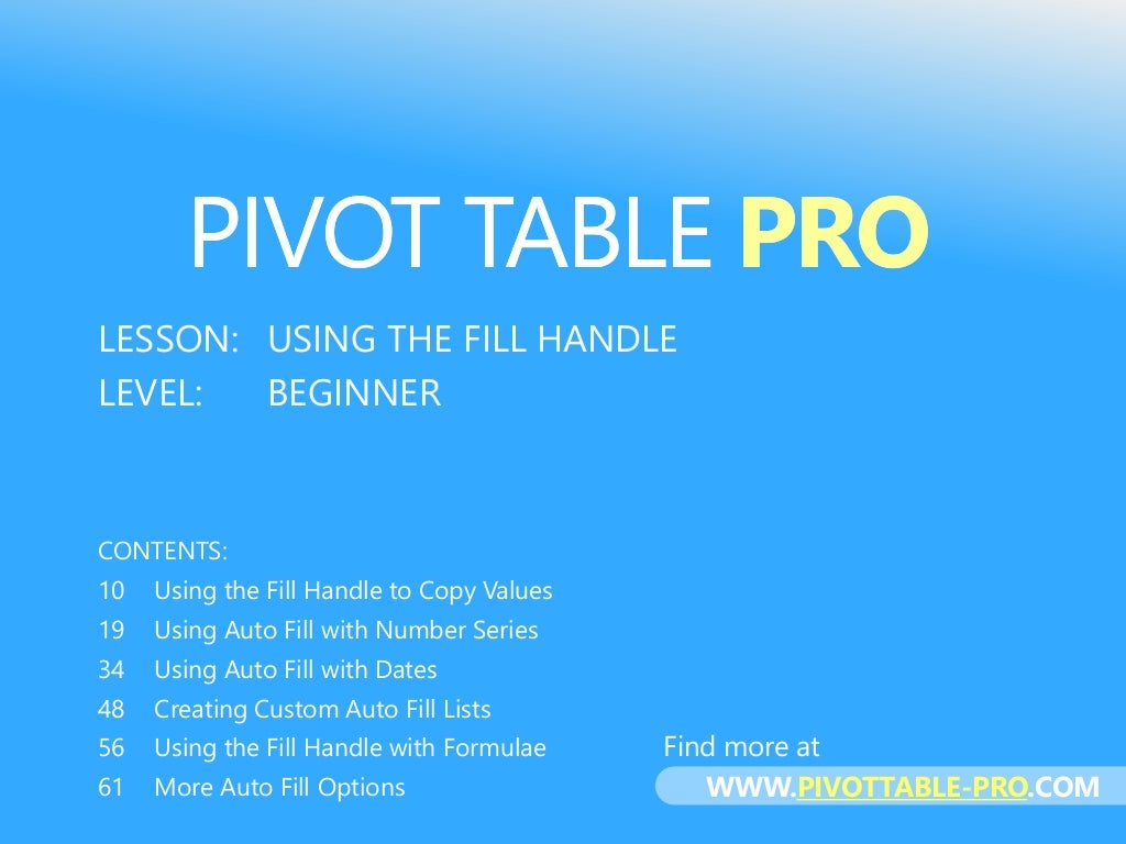 Using the Fill Handle Excel 2013 Tutorial