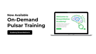 Now Available
On-Demand
Pulsar Training
Academy.StreamNative.io
 