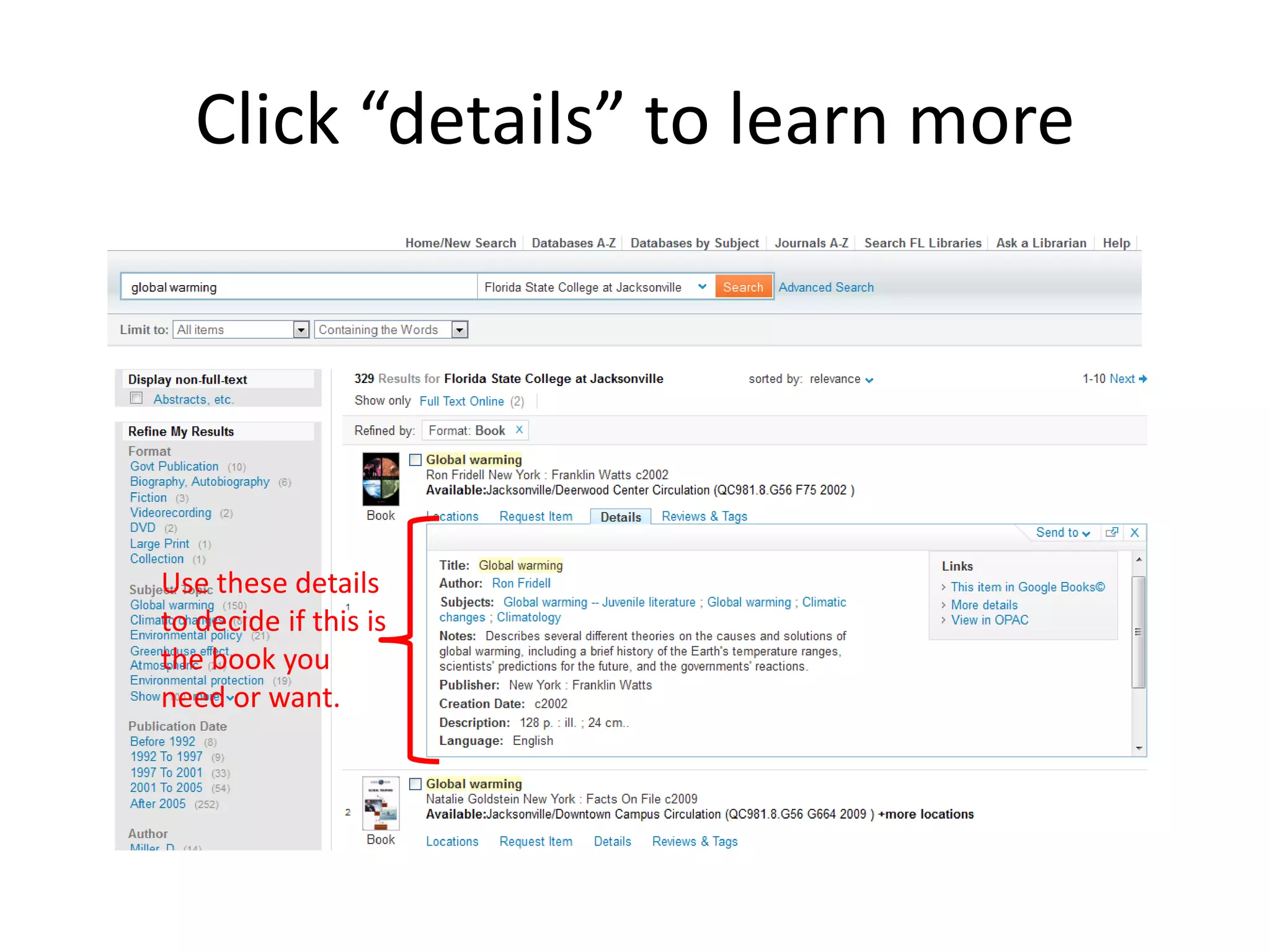 Using the FSCJ library catalog PPTX Books and Literature