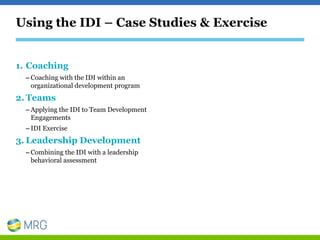 Using the IDI to Reveal Motivation and Unlock Potential | PPTX