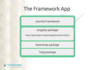 The Framework App 
Joomla Framework 
xmpphp package 
https://packagist.org/packages/tyrola/xmpphp 
bootstrap package 
Twig package 
 