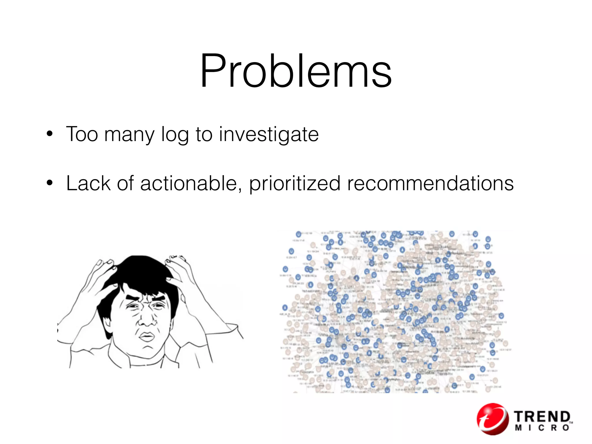 Problems
• Too many log to investigate
• Lack of actionable, prioritized recommendations
 