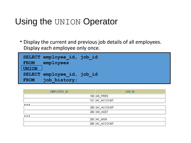 Using the set operators | PPT