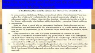 Read the text below and reflect on the cultural
differences by Meibis Nazareth
 