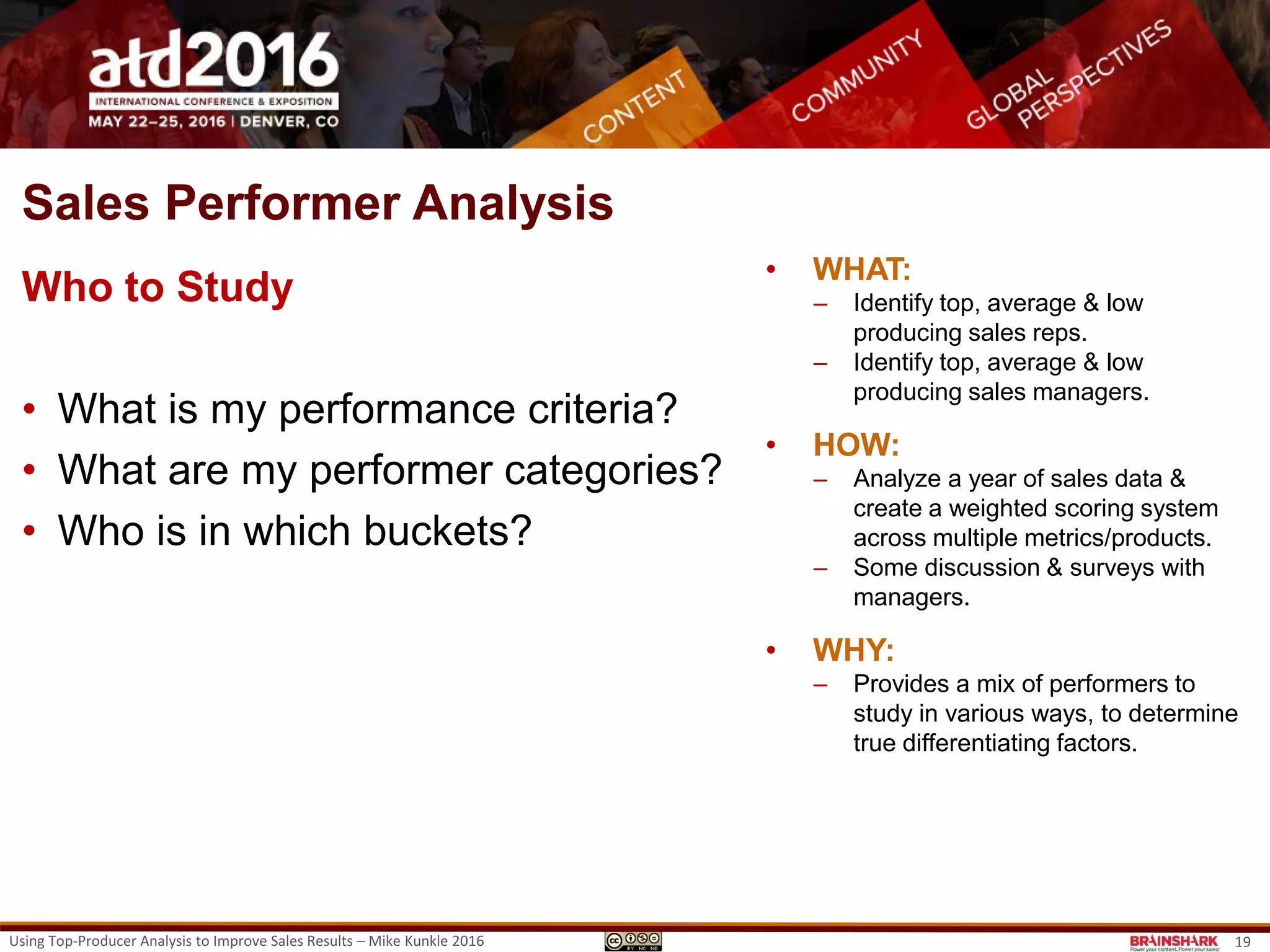 19
Sales
Performer
Analysis
Sales & Sales
Manager
Selection
Performance
Lever
Identification
Top-Producer
Practice
Capture &
Analysis
Sales & Sales
Manager
Training
Performance
Lever
Alignment
 