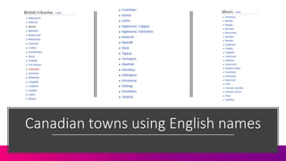 Canadian towns using English names
 