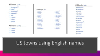 US towns using English names
 