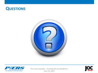 The Licensing Expo – Crushing the Counterfeiters
June 19, 2013
QUESTIONS
 