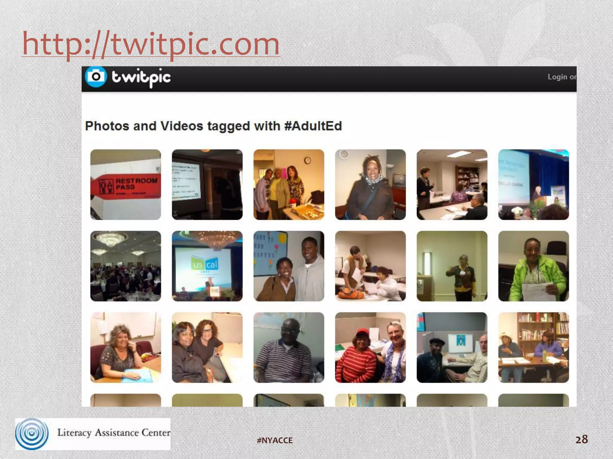What to Do Right Now?
• Find five people to follow:
@LACNYCnell, @NCLAdvocacy, @LINCS_ED for example
• Search for people using #AdultEd and #VAILL
• Search for your favorite hobby, writer, singer, actor
• Think of a Twitter name and some alternatives (short is better)
• Create a Twitter account on Twitter.com
• Retweet one tweet and create one of your own tweets
Remember to use hashtags
28#VAILL
 