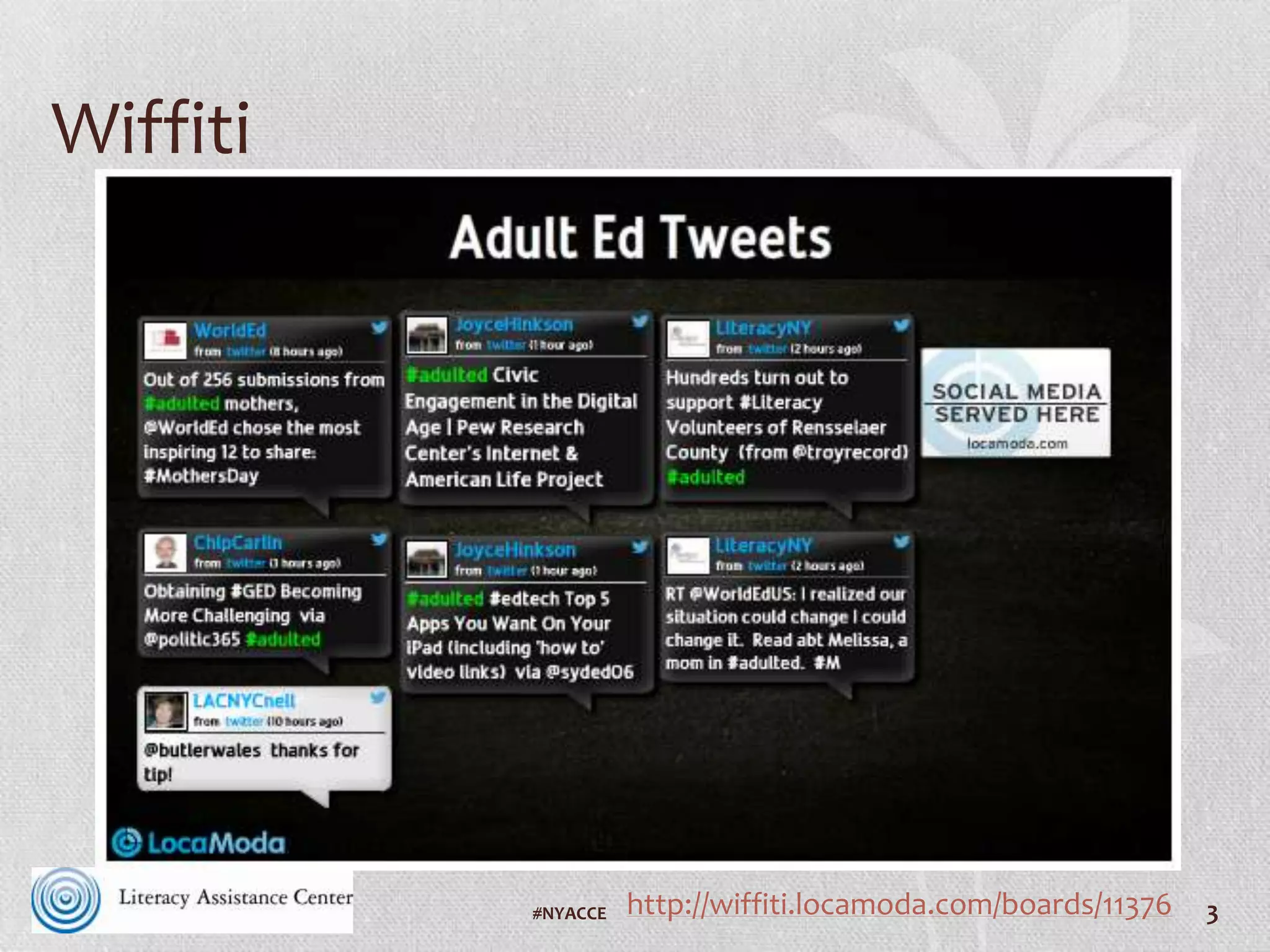 Agenda
• Introductions
• What is Twitter?
• Retweets
• The Power of the Hashtag
• Interactions and Mentions
• Shortening Links for Tweets (and other purposes)
• Twitter at Conferences: How to find people to follow & how to get
people to follow you
• Helpful tools
• TweetChat
• Paper.Li
• TwtPoll
• TwitPic
3#VAILL
 