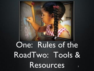 2
One: Rules of the
RoadTwo: Tools &
Resources
 