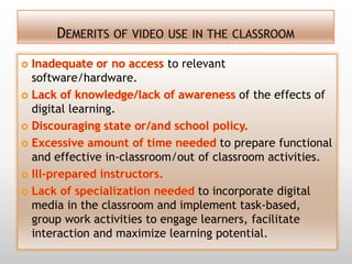 to relevant
software/hardware.
                                       of the effects of
digital learning.

                                   to prepare functional
and effective in-classroom/out of classroom activities.

                               to incorporate digital
media in the classroom and implement task-based,
group work activities to engage learners, facilitate
interaction and maximize learning potential.
 