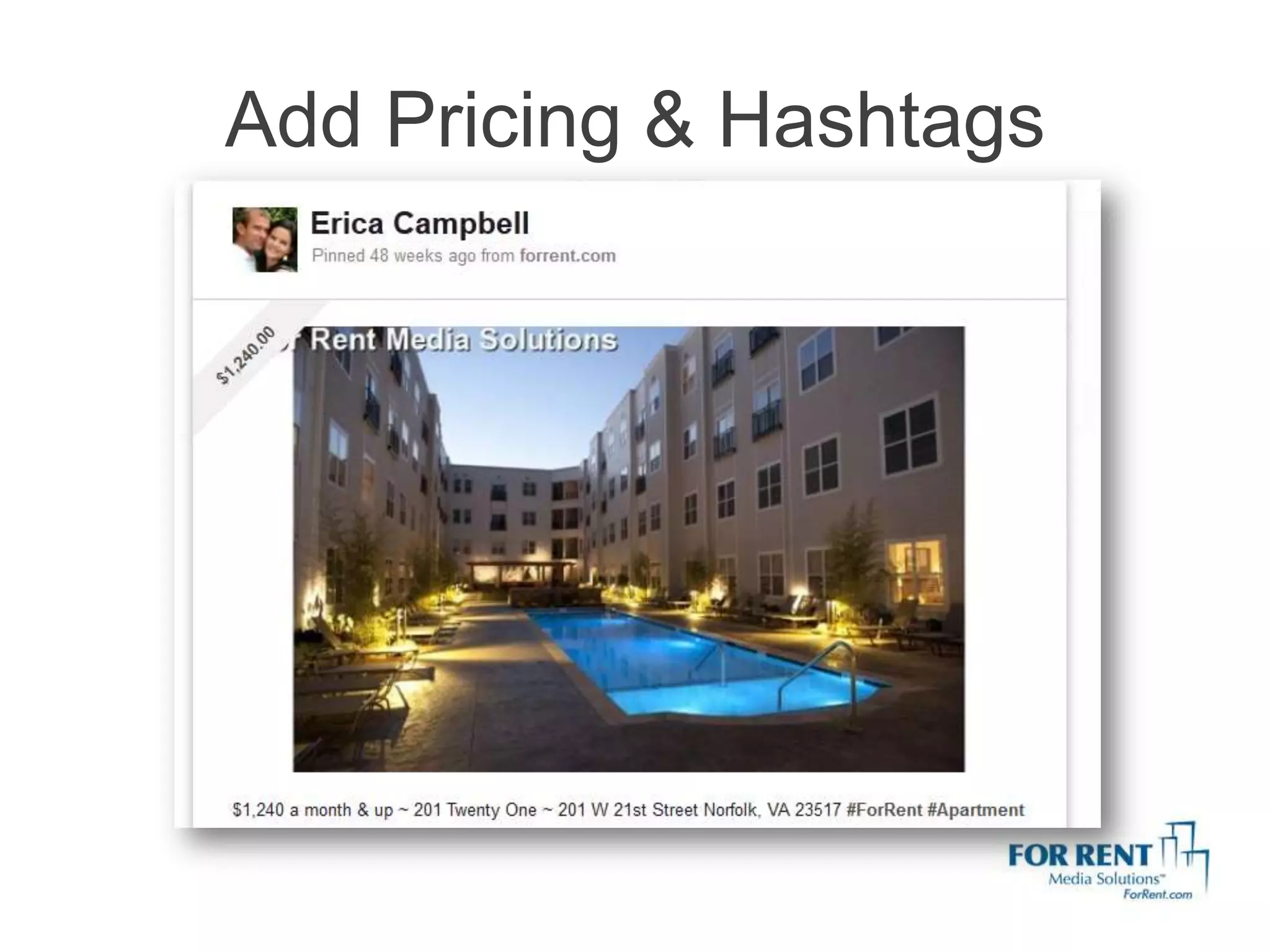 Add Pricing & Hashtags
 