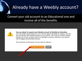 Fill in your school info .. Or not




And then watch a demo, set up a class or create another
                     website.
 