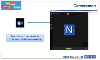 Cameraman

• Control which participant is
displayed in the main window

 