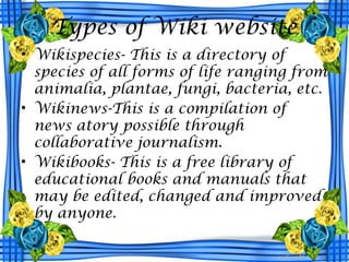 Wiki Types EPP 6, Quarter 1-Using Wiki , Blogs and video.pptx
