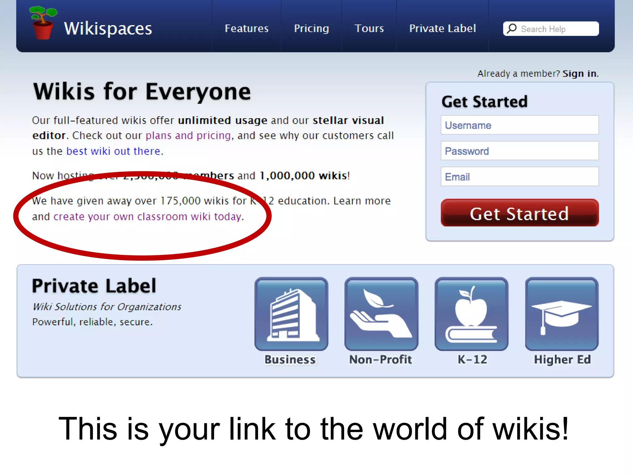 Your URL will be…Yourwikiname.wikispaces.com