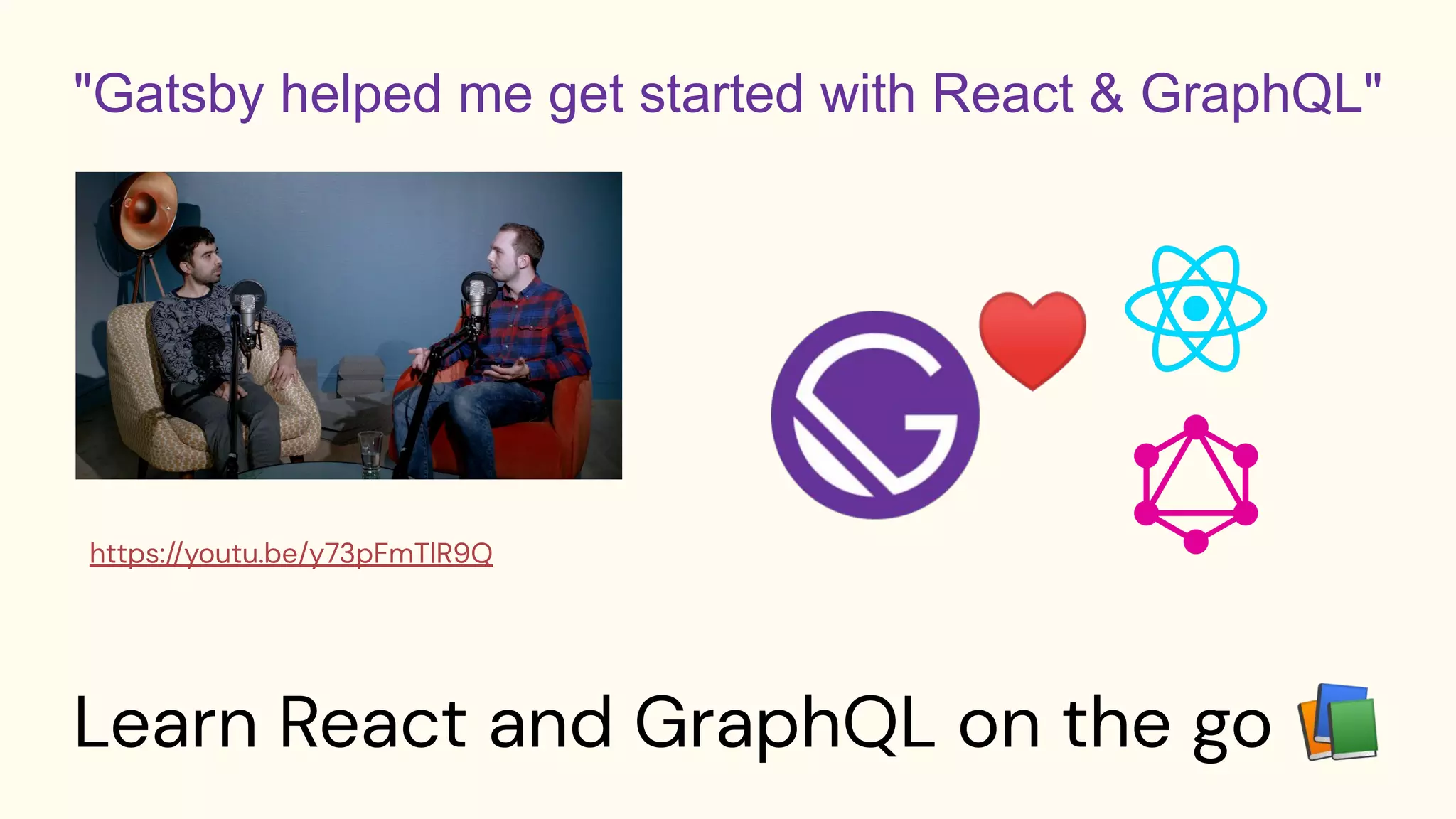 Learn React and GraphQL on the go 📚
https://youtu.be/y73pFmTlR9Q
♥
 