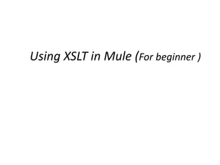 Using XSLT in Mule (For beginner )
 