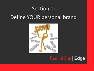Section 1:
Define YOUR personal brand
 