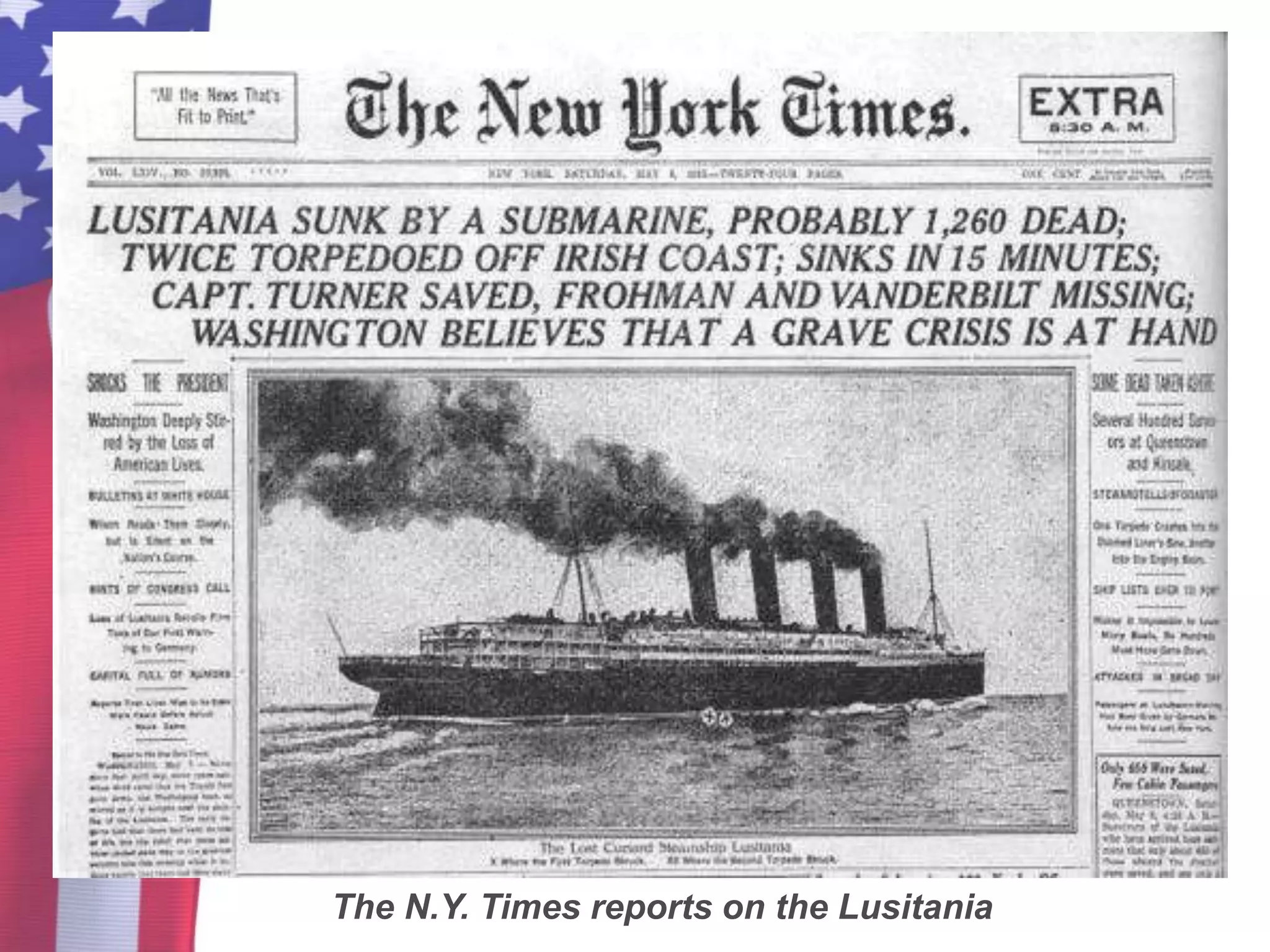 The N.Y. Times reports on the Lusitania
 