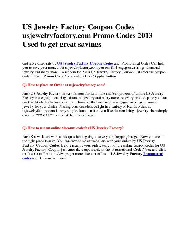 USJewelryFactory Coupons US Jewelry Factory Coupon Codes Promo Codes