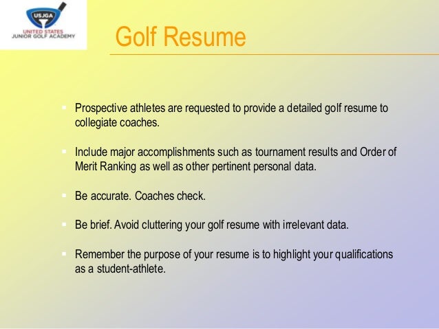 college golf resumes