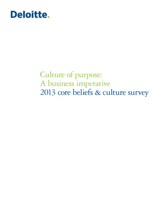 Culture of purpose:
A business imperative
2013 core beliefs & culture survey
 