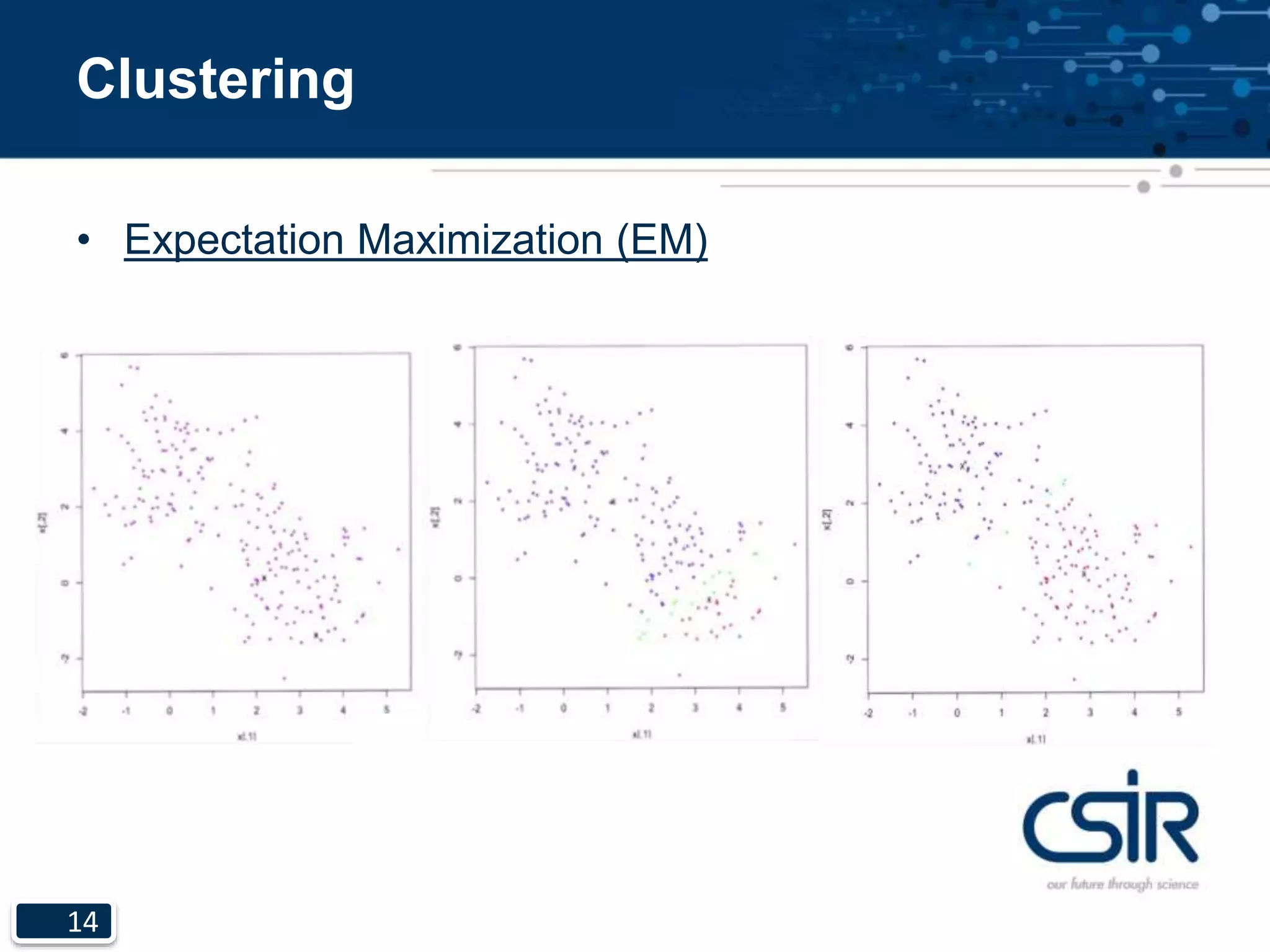 14
Clustering
• Expectation Maximization (EM)
 