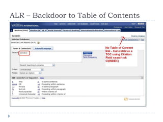 ALR – Backdoor to Table of Contents
 