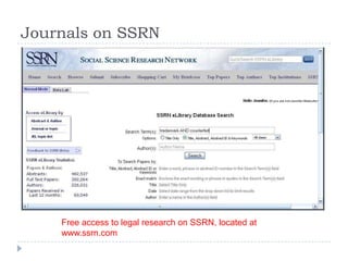 Journals on SSRN
Free access to legal research on SSRN, located at
www.ssrn.com
 