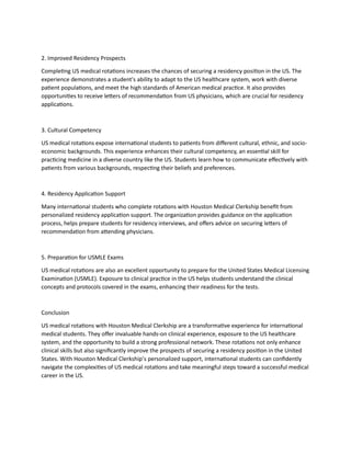 US Medical Rotations with Houston Medical Clerkship 2025-26th ...