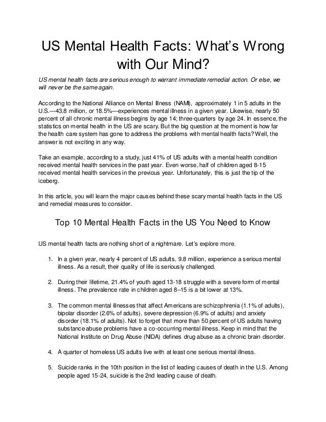 Mental Disorders Among Leading Causes >> Us Mental Health Facts 1 Mental Disorders Among Leading Causes >> Us Mental Health Facts 1