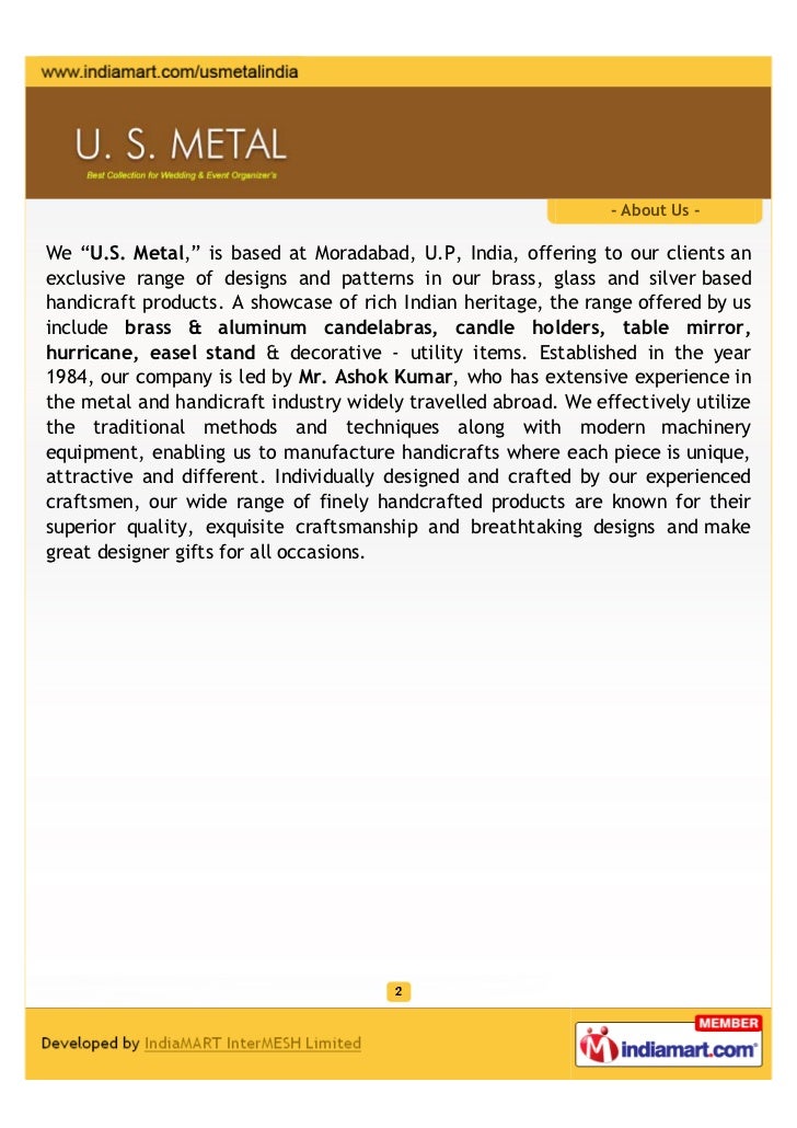 U.S. Metal, Moradabad, Metal Handicrafts