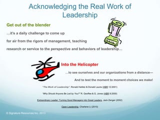 Acknowledging the Real Work of
                          Leadership
Get out of the blender
…it’s a daily challenge to come...