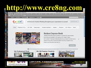 Robert Alan Black, Ph.D., CSP
alan @ cre8ng.com
http://www.cre8ng.com
Break Your CrayonsBreak Your Crayons
http://www.cre8ng.com
 