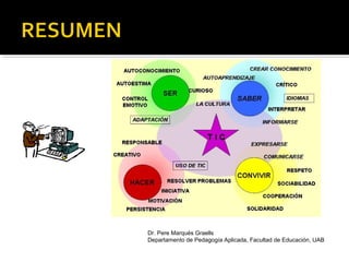 Dr. Pere Marquès Graells 
Departamento de Pedagogía Aplicada, Facultad de Educación, UAB 
 
