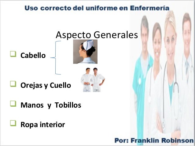 Uso correcto del uniforme en enfermería