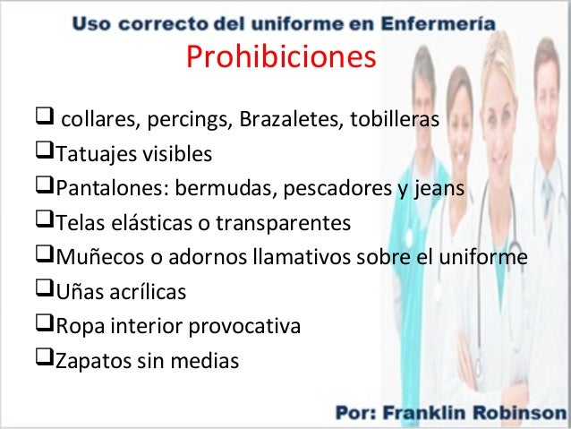 Uso correcto del uniforme en enfermería