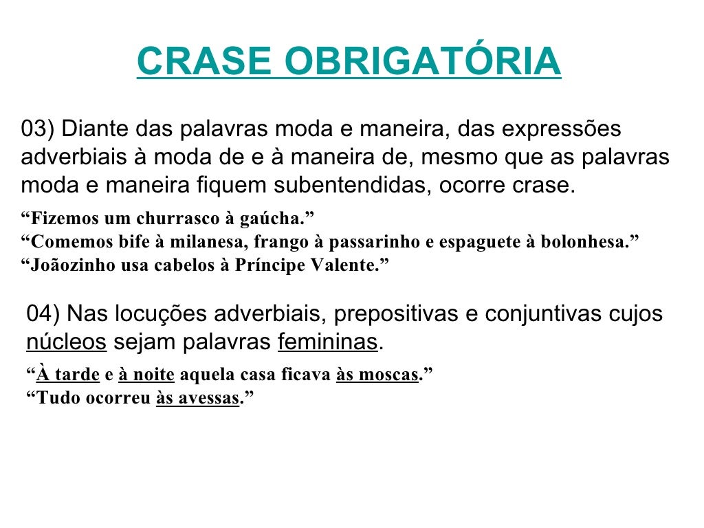 Uso Da Crase