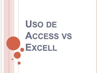 USO DE
ACCESS VS
EXCELL
 