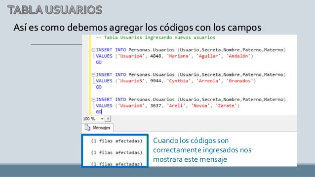 Uso de comandos insert, update y delete en bases de datos