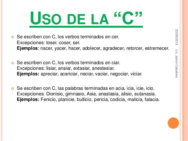 Uso de c, s y z