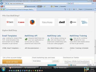 MailChimp - un buen ejemplo de email marketing y elementos de social mediaMailChimp ofrece funcionalidades de Social Media y 2.0 que pueden ayudar en sus campaña y en en diferentes canales