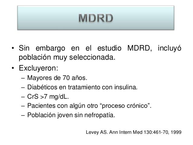 Uso De Formulas Para El Calculo De La Tasa De Filtrado Glomerular