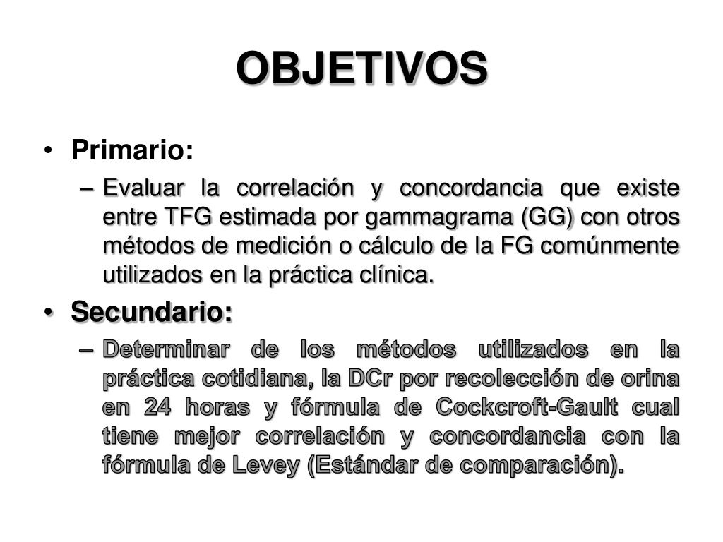 Uso De Formulas Para El Calculo De La Tasa De Filtrado Glomerular
